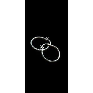 Vintage 925 HAN Sterling Silver Hoop Earrings Textured Artisan Boho Hoopsgs